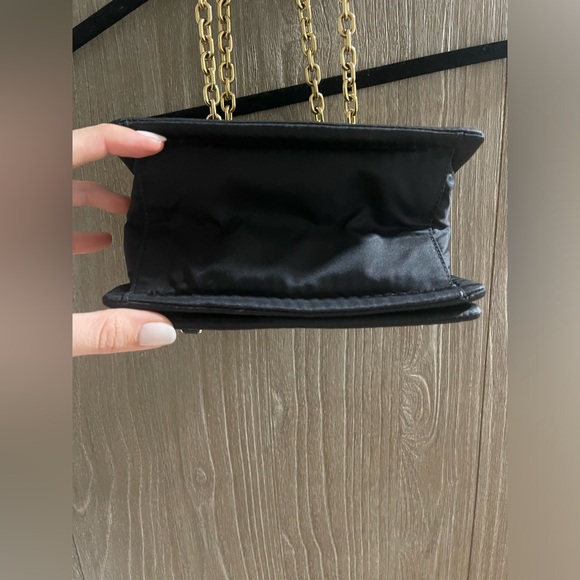 Prada Tessuto Nylon Black Flap Handbag w Emerald and Clear Crystals - Picture 8 of 12